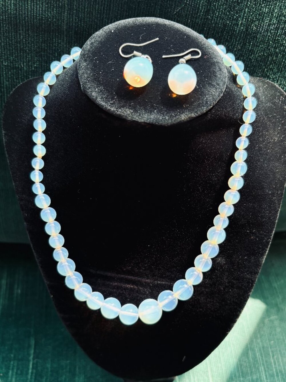 Moon Glow Beaded Necklace and Earrings